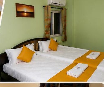 Twin room with styled runners